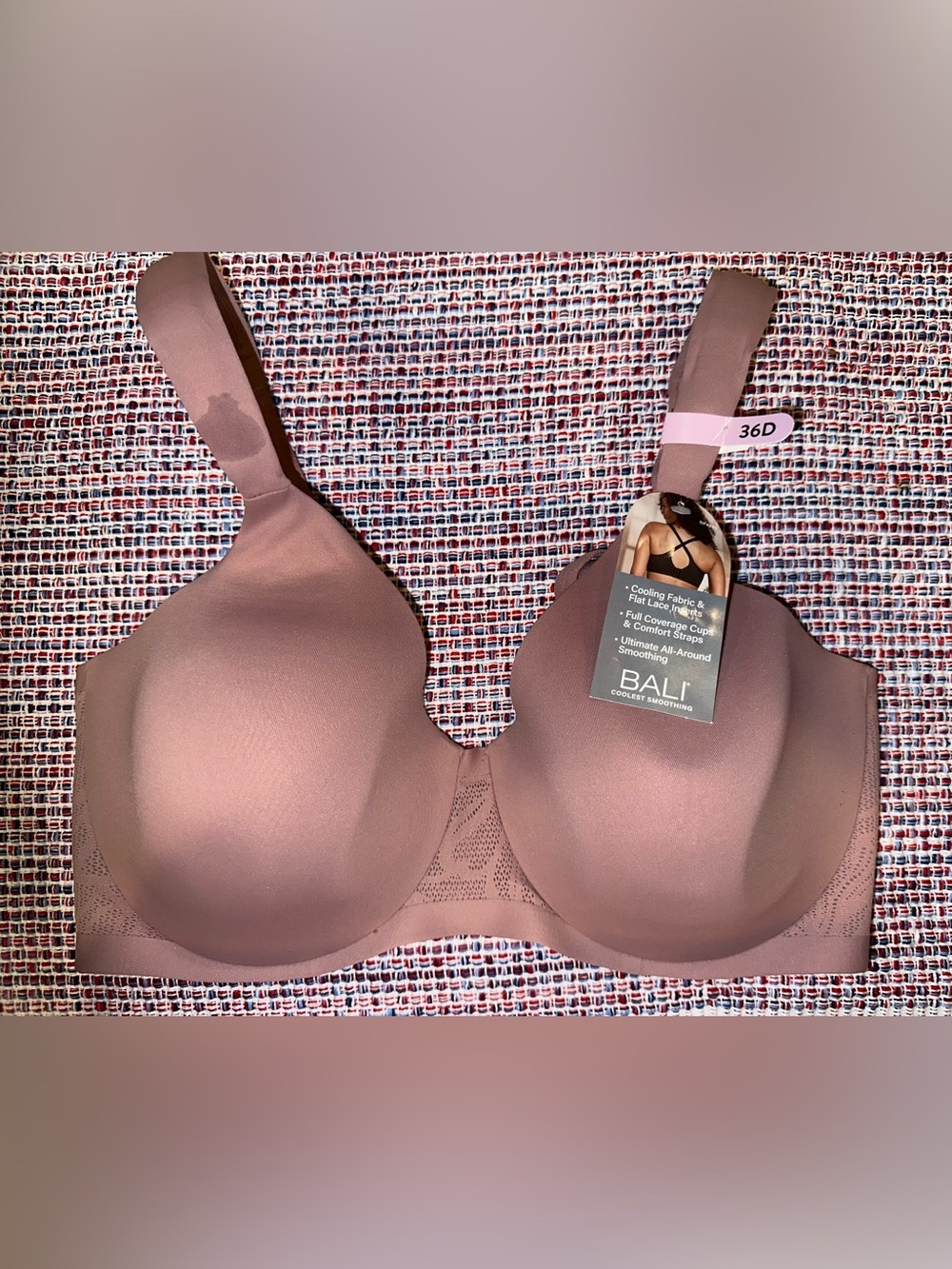 NEW Bali DF4580 Coolest Smoothing Underwire T-Shirt Bra Smokey Purple 36D NWT